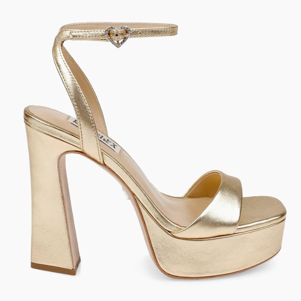 Badgley Mischka Metallic Gold Platform Ankle-Strap Heels
